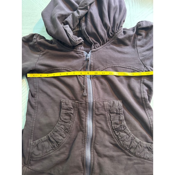 Prairie Underground Womens Full Zip Hoodie Ruched Pockets Organic Cotton Sz L - Picture 9 of 11